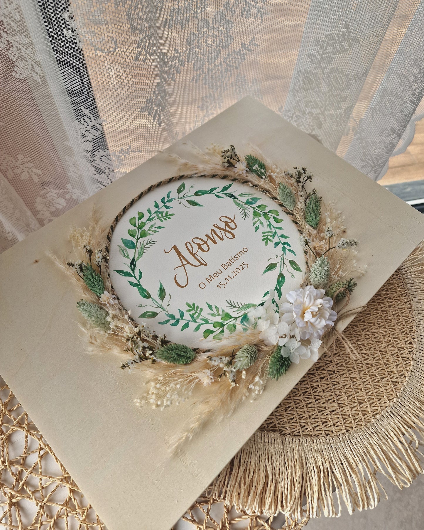 Conjunto de batismo caixa premium verdes natureza do Afonso