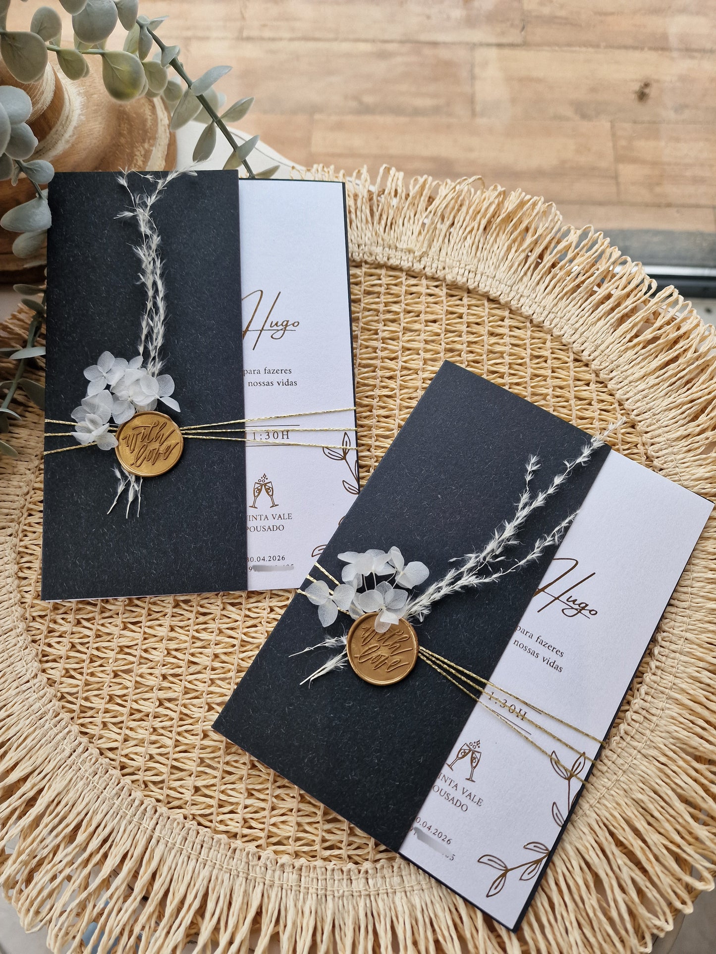 Convite de casamento black and gold