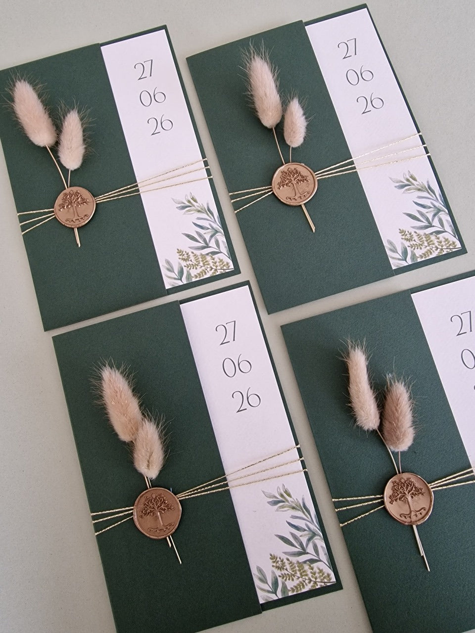 Convite de casamento folhagem verde Rita & Diogo