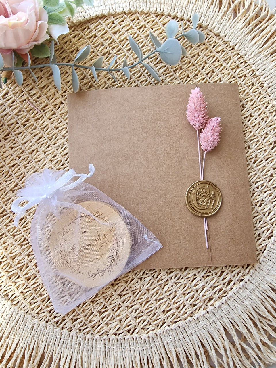 Convite de batizado "Ursinha Carminho"