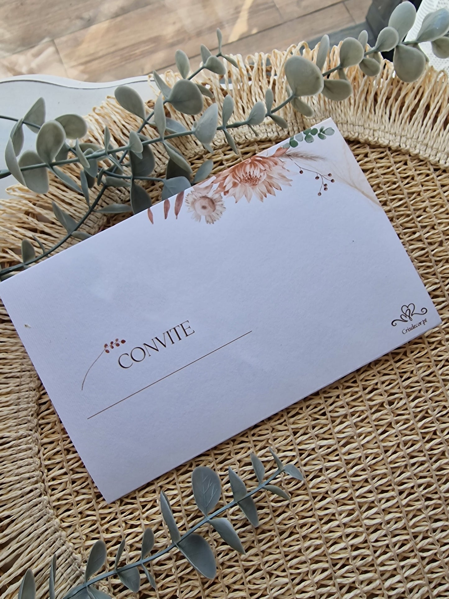 Convite de casamento em terracota Luísa & Carlos personalizado