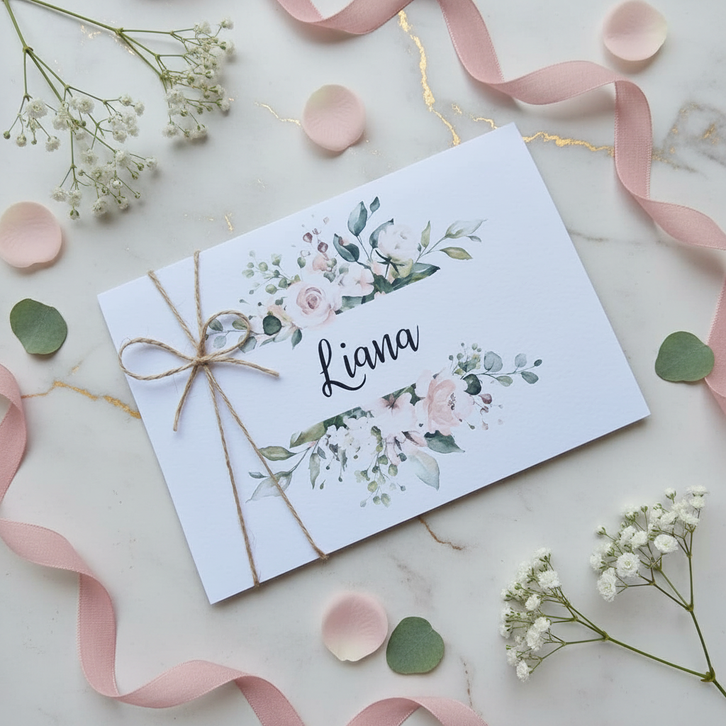Convite floral da Profissão de Fé da Liana