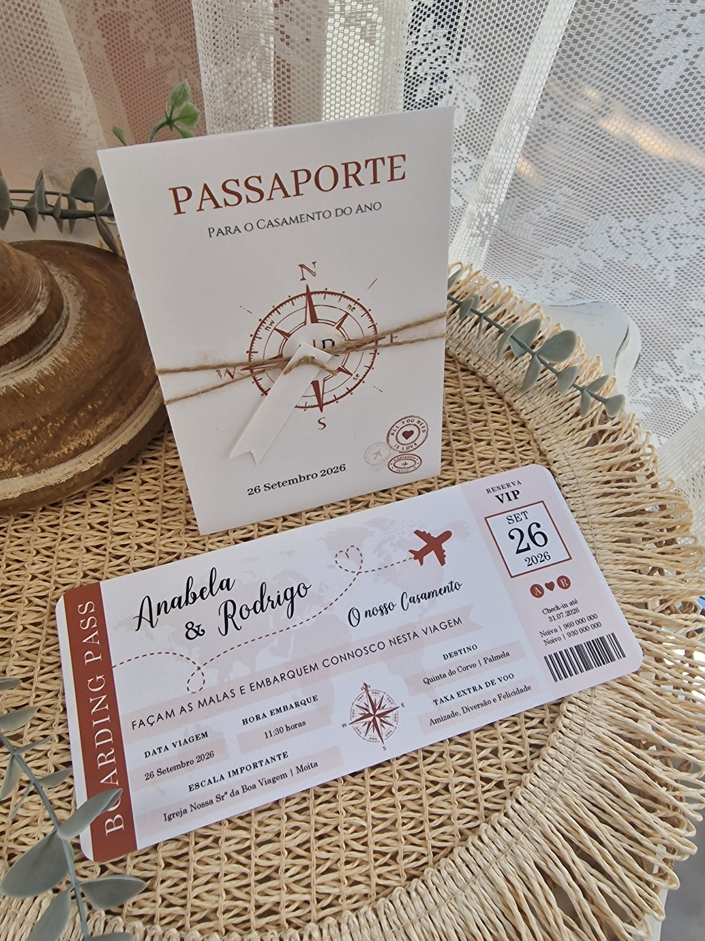 Invitation de voyage beige pour deux