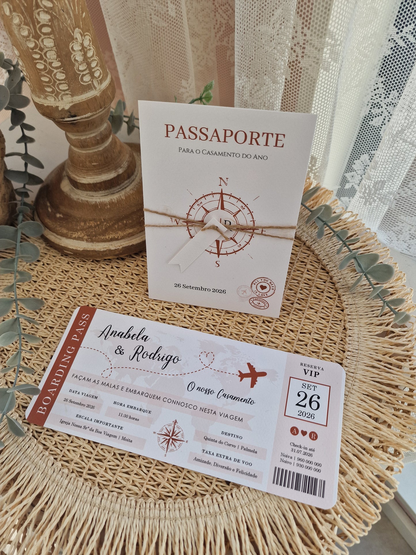 Invitation de voyage beige pour deux