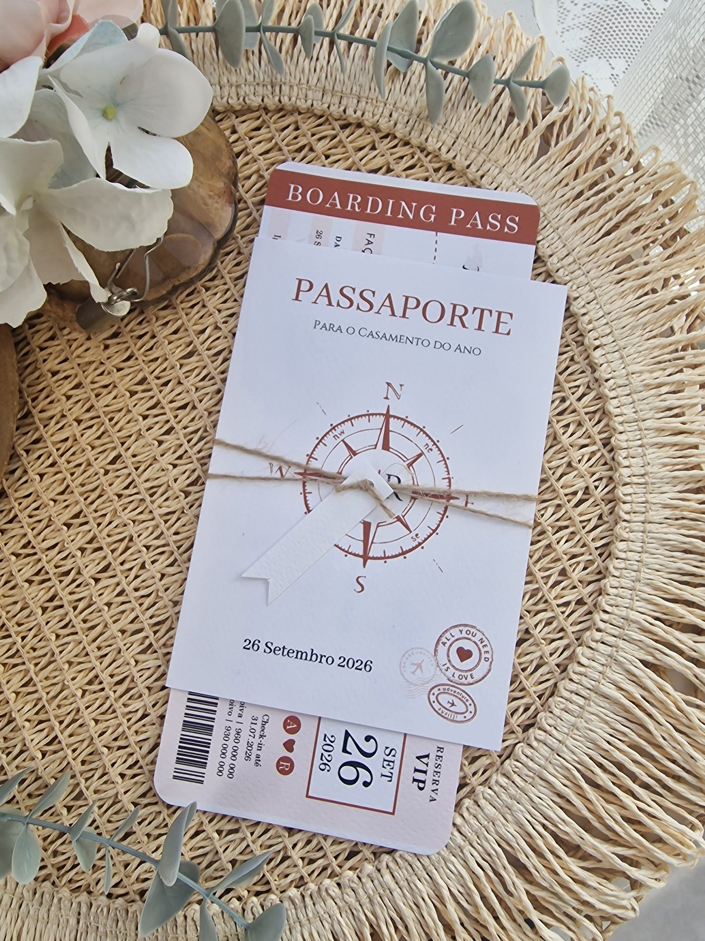 Invitation de voyage beige pour deux