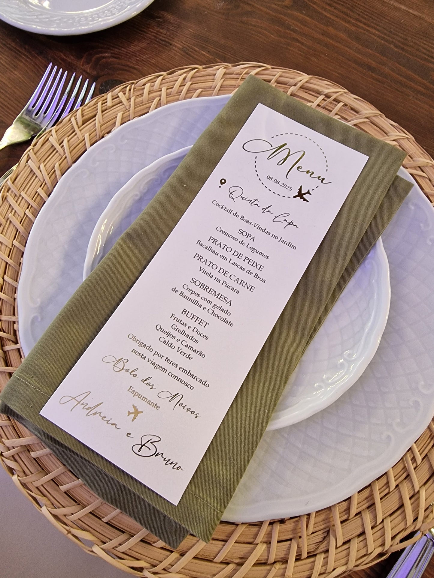 Ementa de Casamento Branco e Dourado