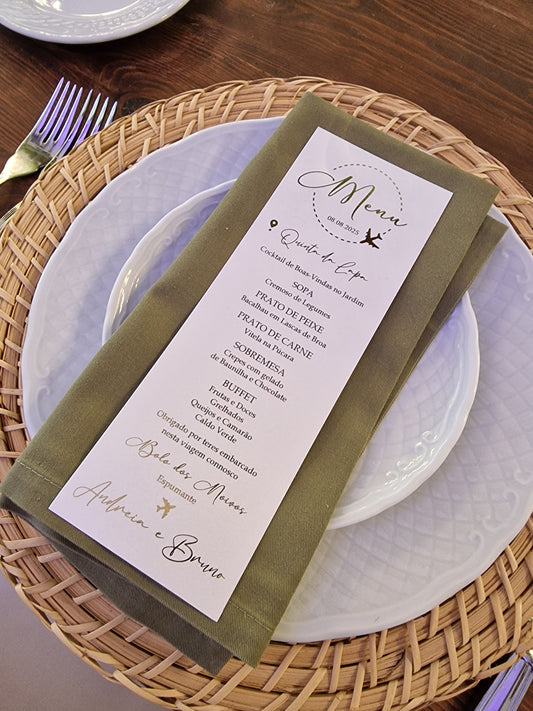 Ementa de Casamento Branco e Dourado