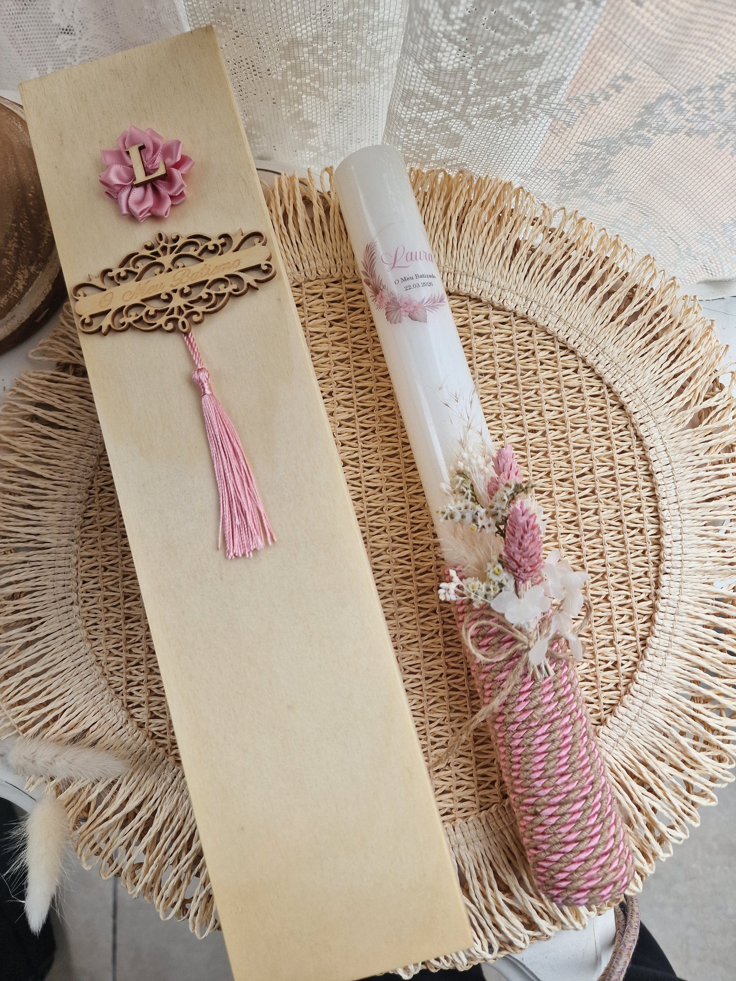 Conjunto de batizado Rosa "Pampas Eva"