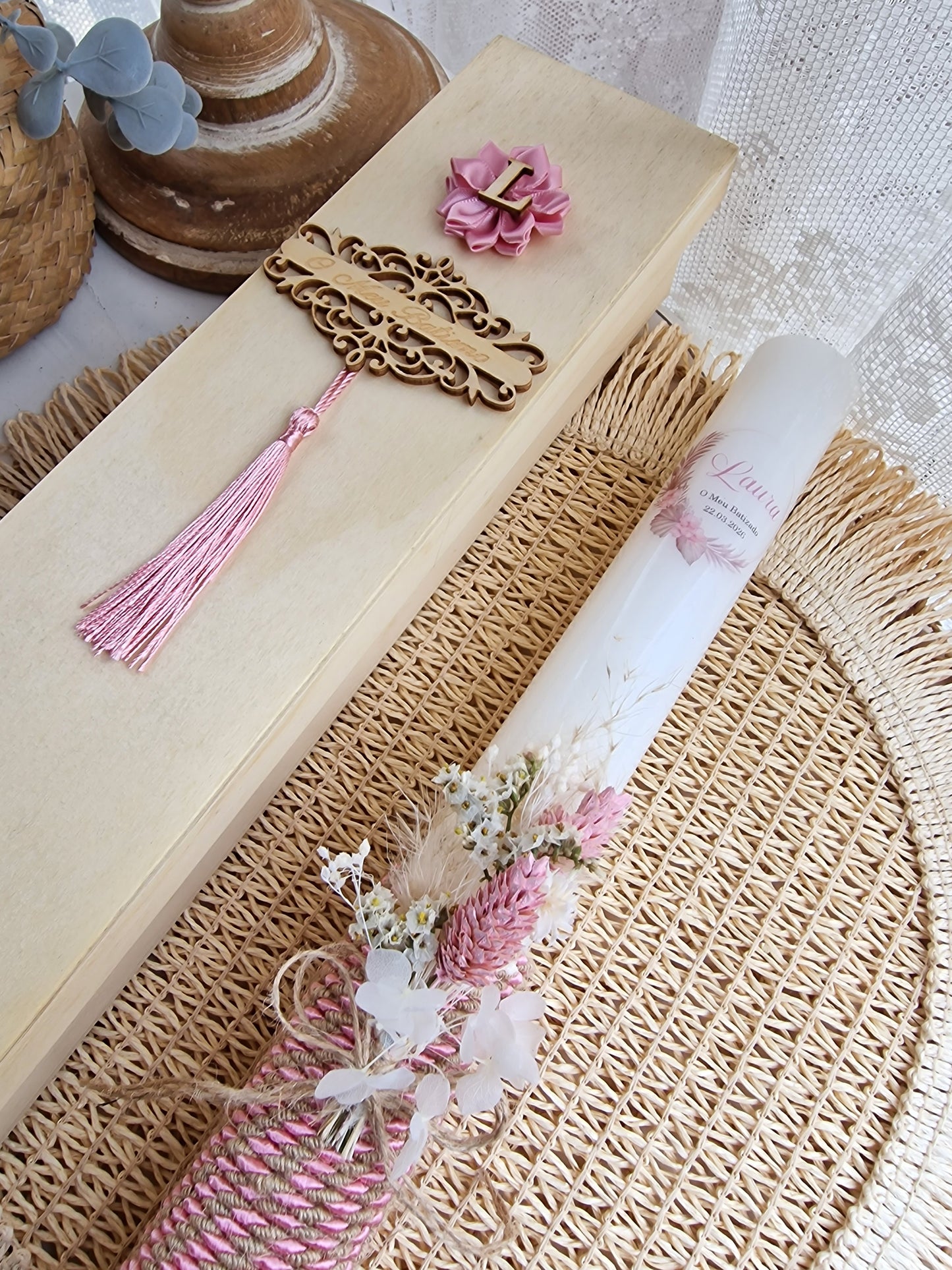 Conjunto de batizado Rosa "Pampas Eva"