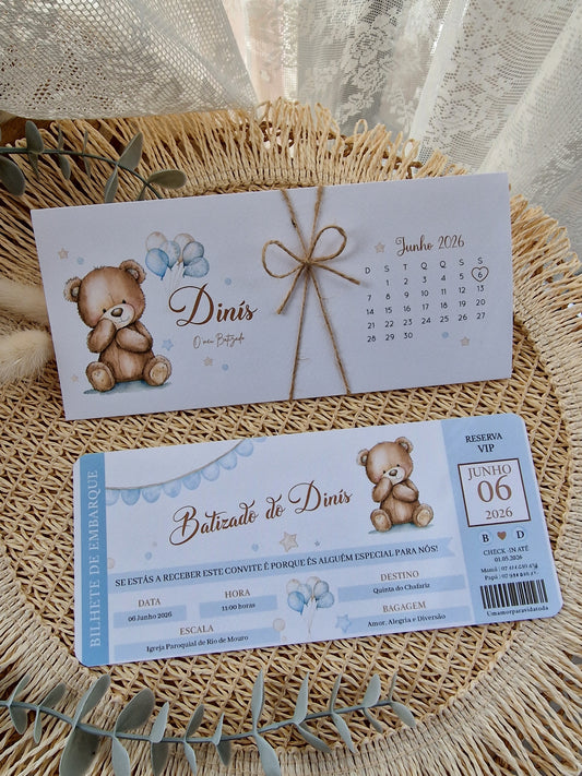 Bilhete de embarque Urso azul Dinis
