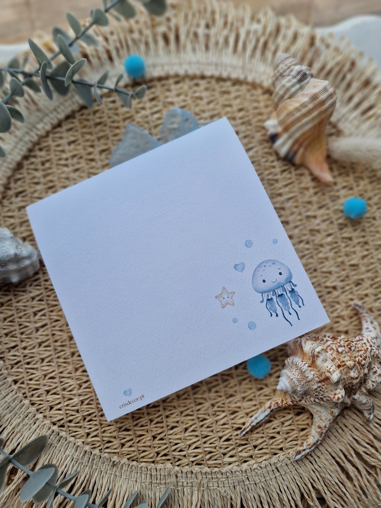 Convite de Batizado quadrado "Mar do Lourenço"