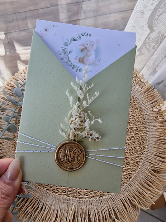 Convite Rústico "Coelhinha Madalena"