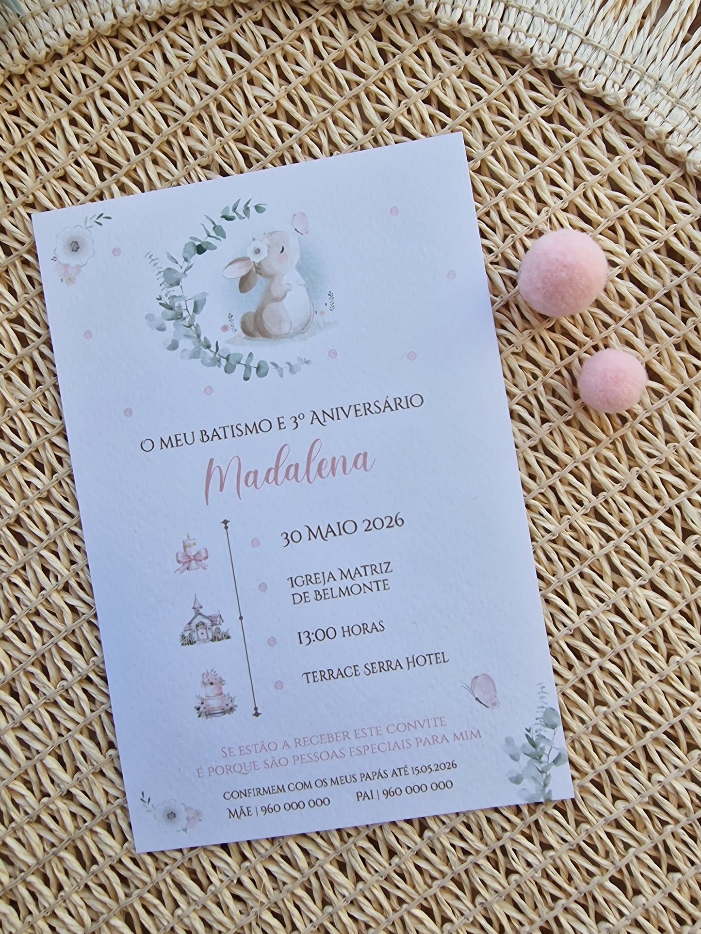 Convite Rústico "Coelhinha Madalena"