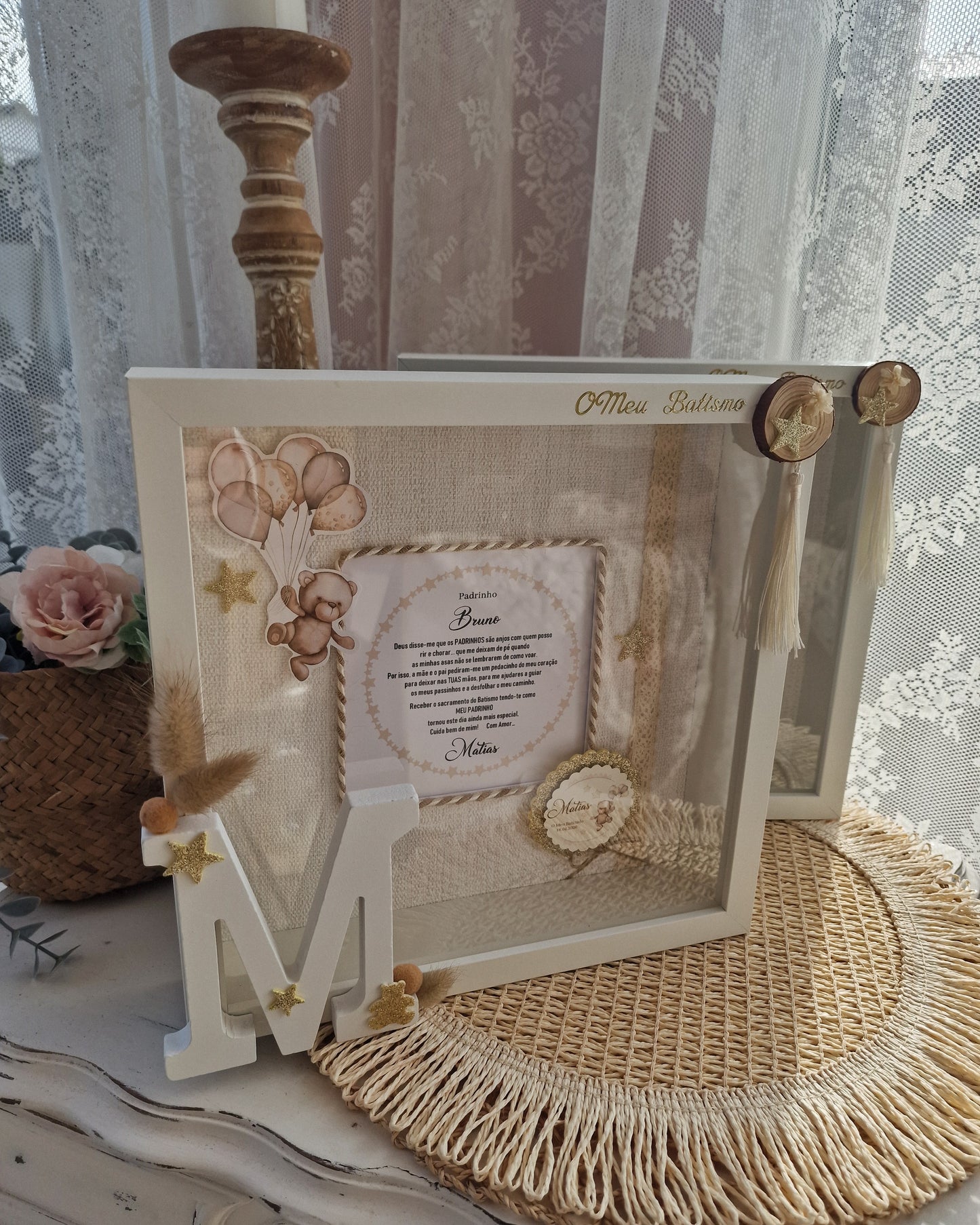 Quadro ursinhos com dedicatória de padrinhos