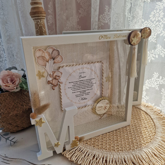 Quadro ursinhos com dedicatória de padrinhos