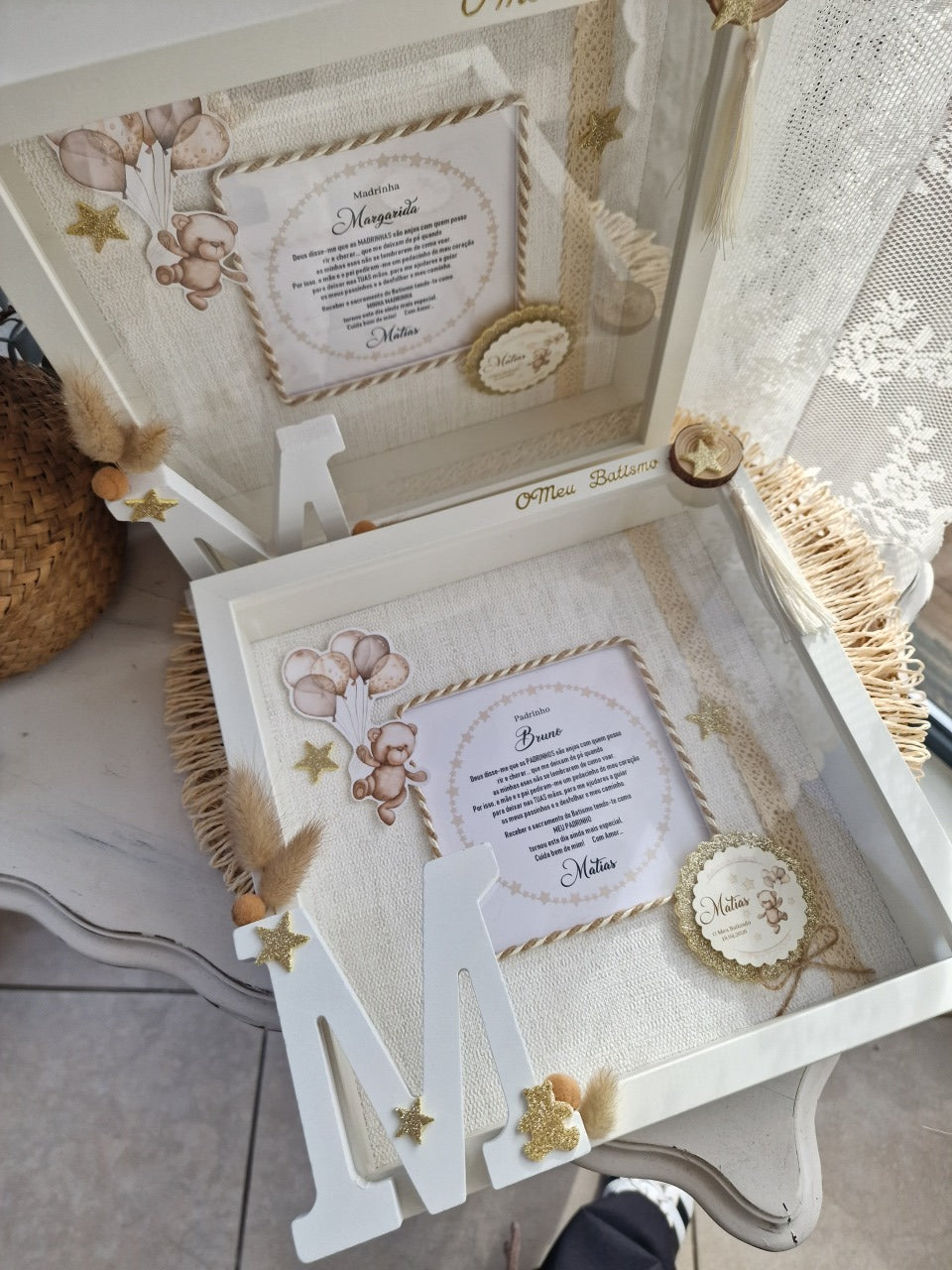 Quadro ursinhos com dedicatória de padrinhos