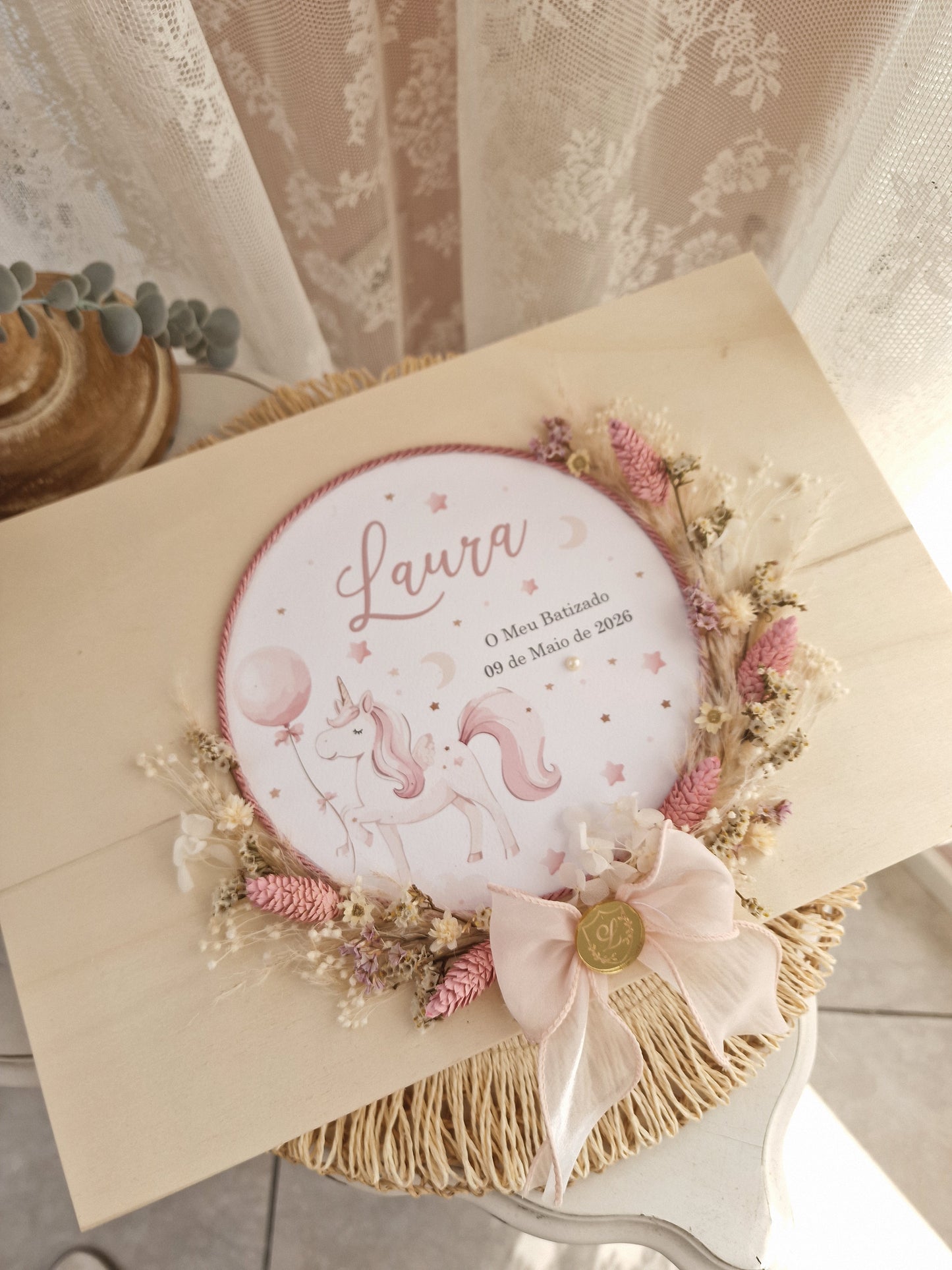Conjunto de batismo caixa premium unicórnio mágico da Laura