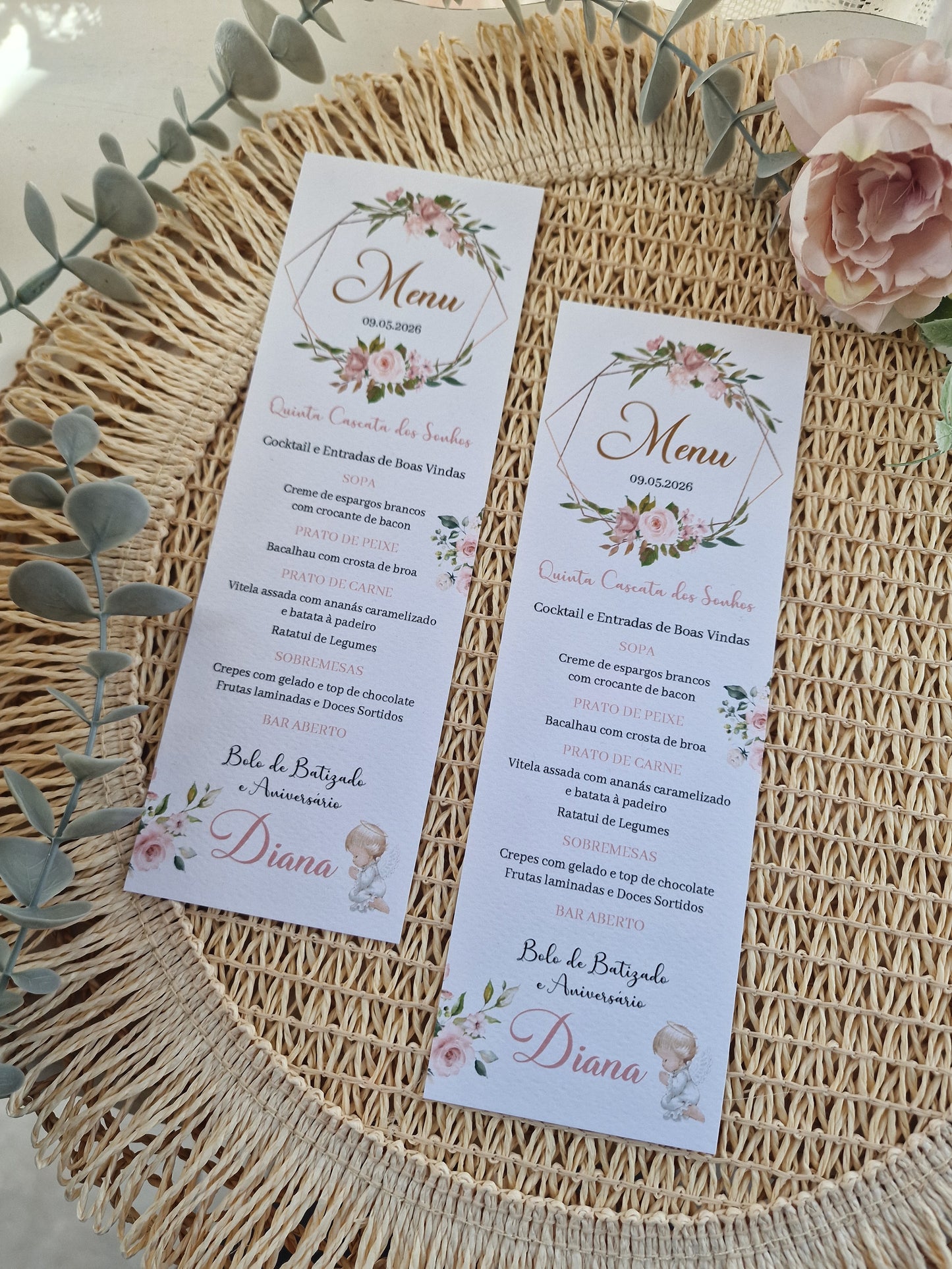 Ementa de Batizado floral anjinha Diana
