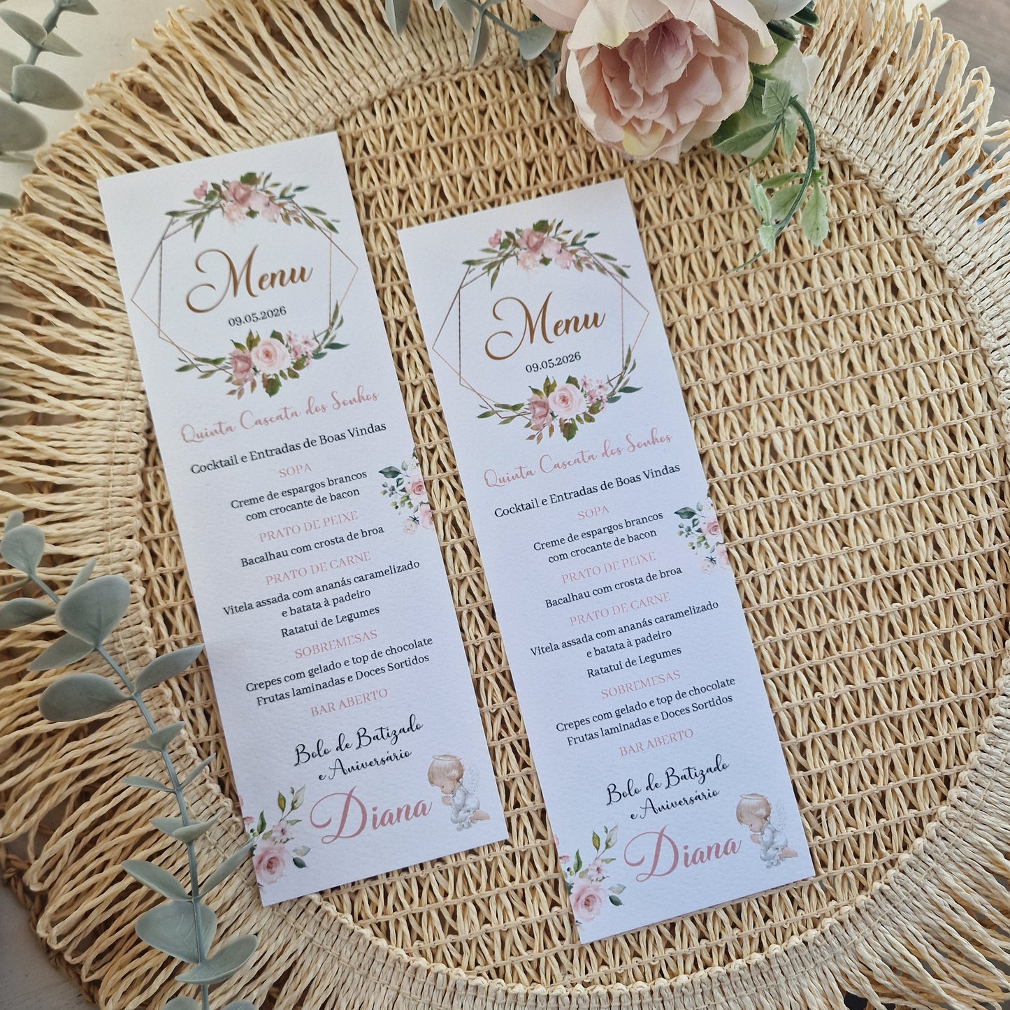 Ementa de Batizado floral anjinha Diana