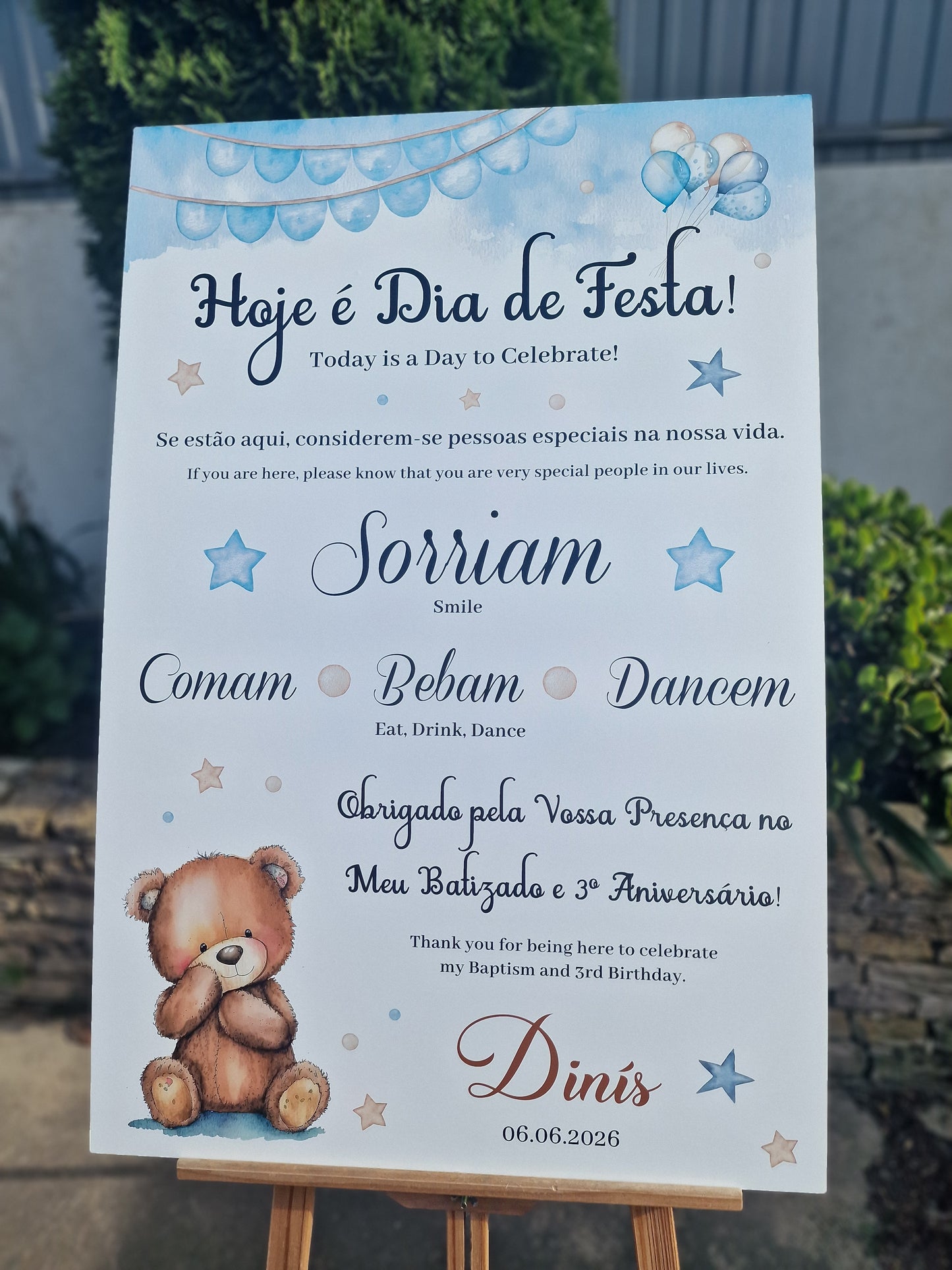 Placar "Hoje é dia de festa" Urso Azul