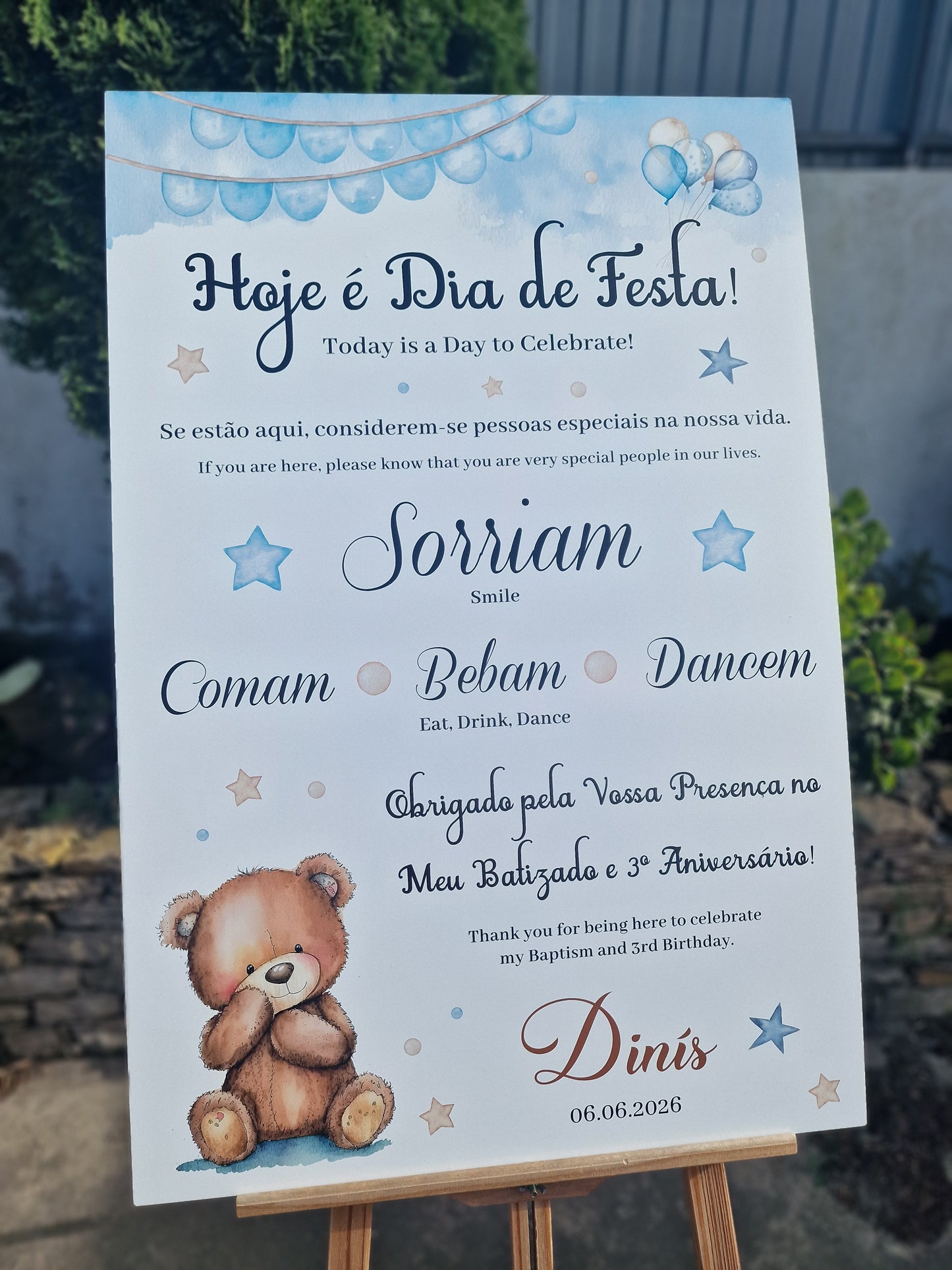 Placar "Hoje é dia de festa" Urso Azul