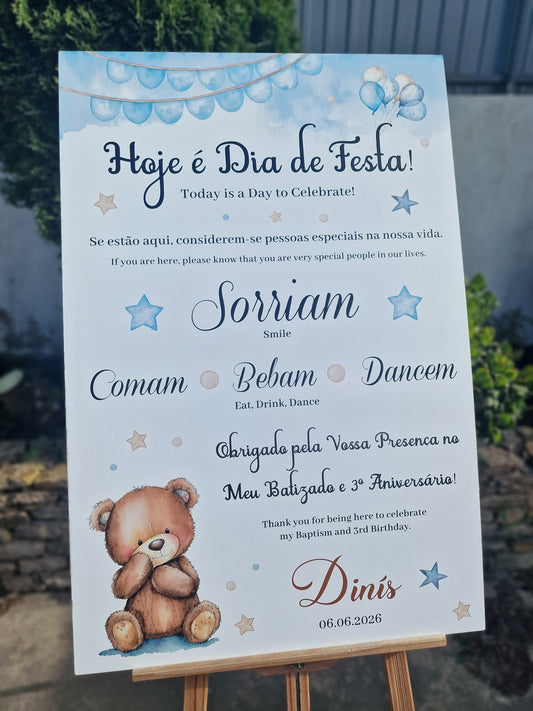 Placar "Hoje é dia de festa" Urso Azul