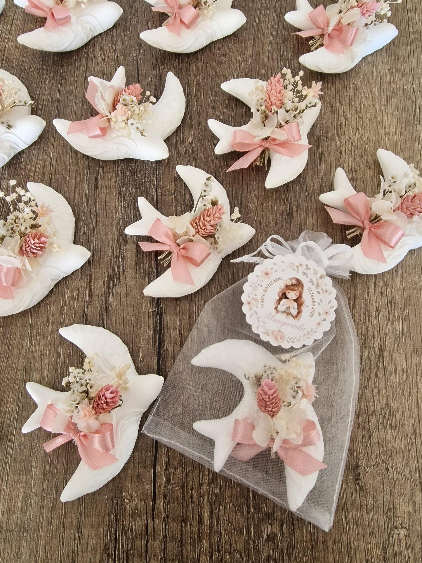 Pombinha de batizado Floral Rosinha