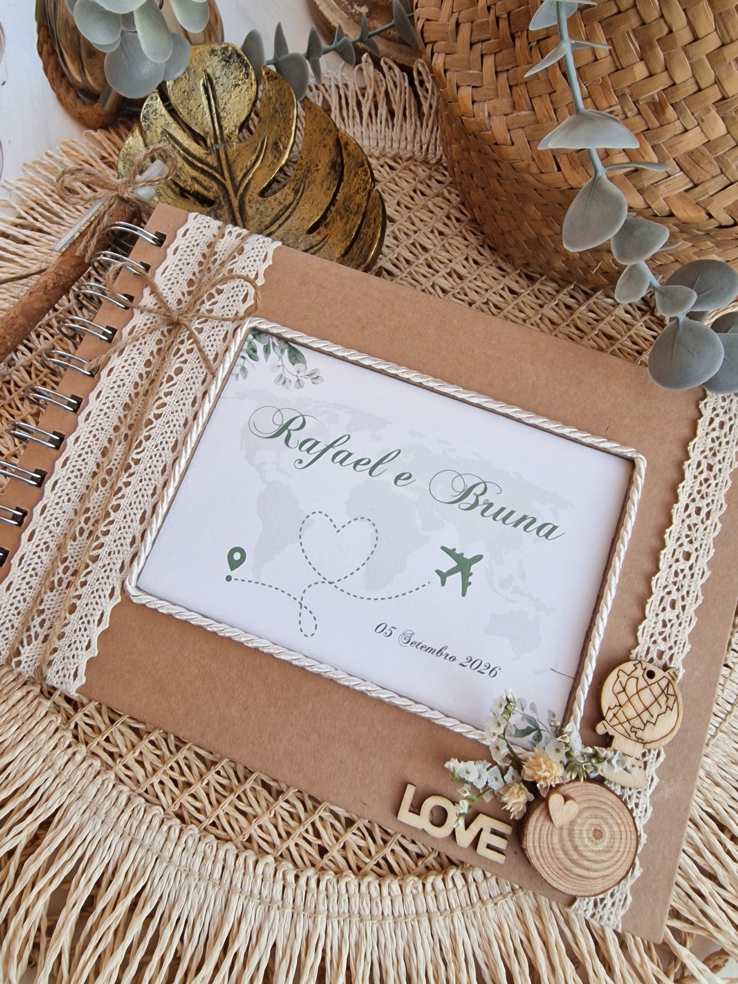 Navy blue world travel guestbook