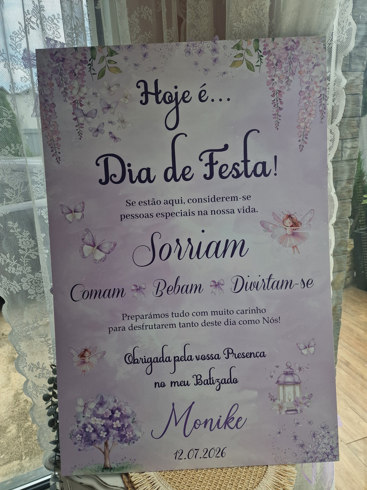 Placar de Boas Vindas Lilás "Batizado da Monike"