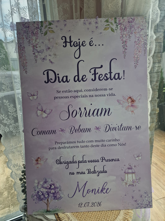 Placar de Boas Vindas Lilás "Batizado da Monike"