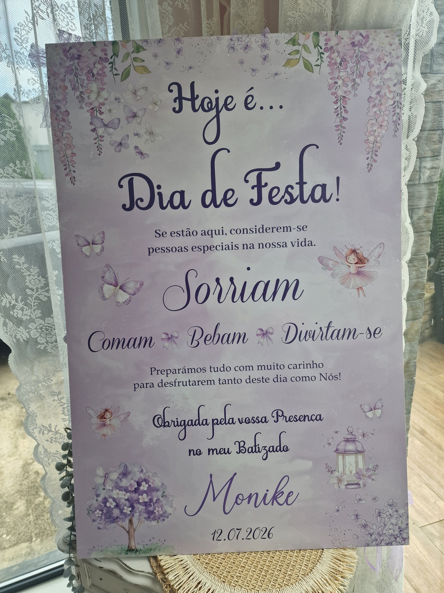 Placar de Boas Vindas Lilás "Batizado da Monike"