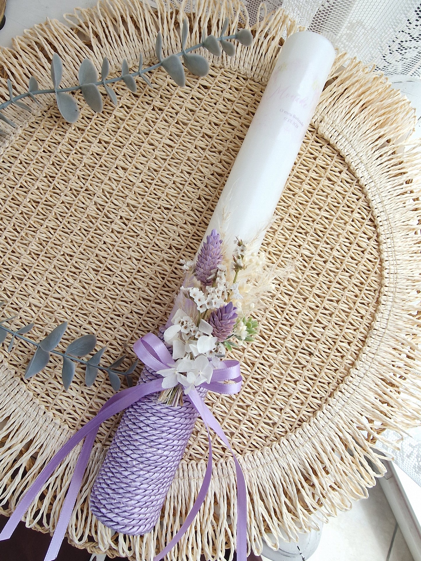 Conjunto de batismo caixa premium floral Lilás Monike