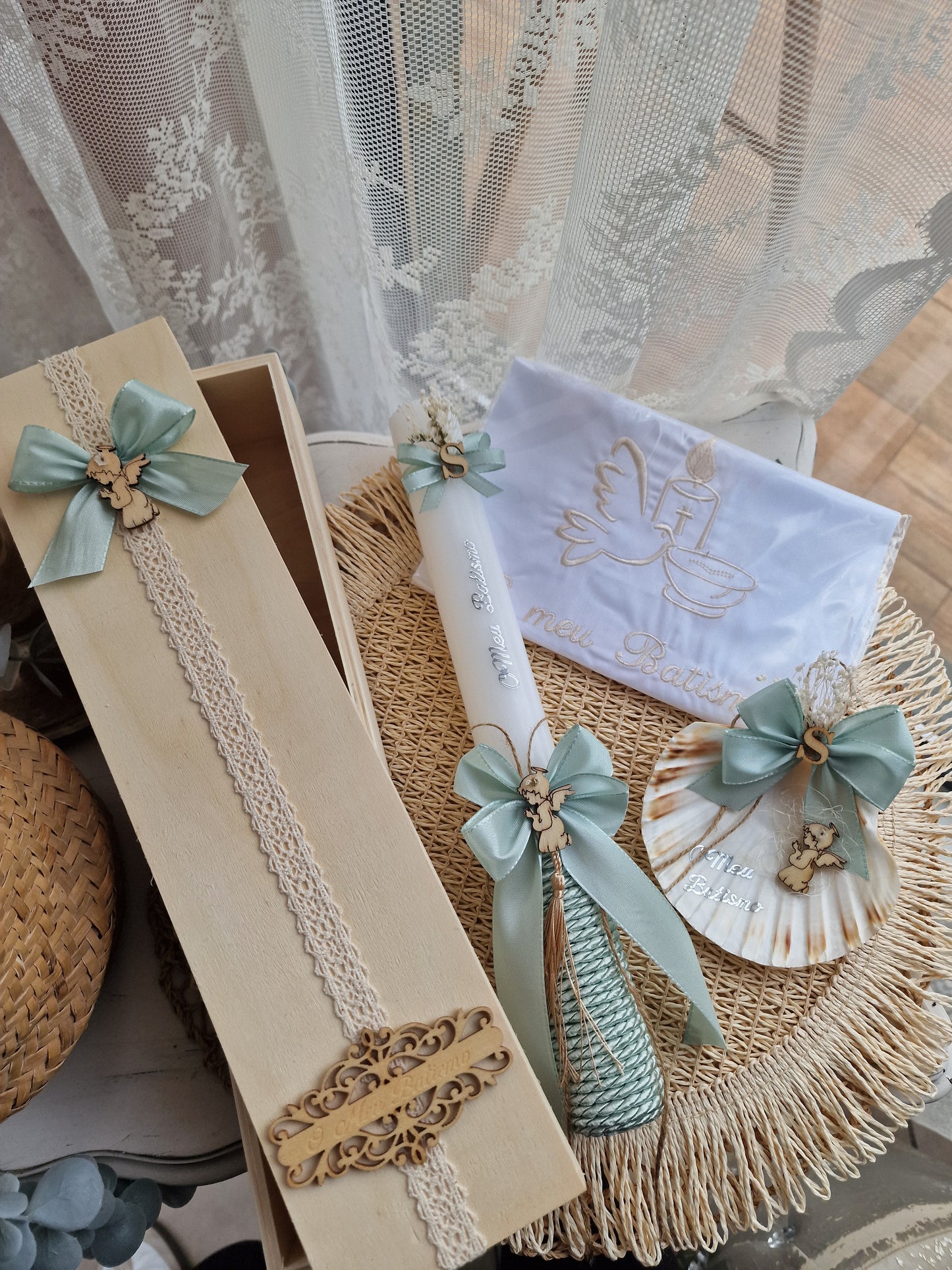 Pink nature christening set