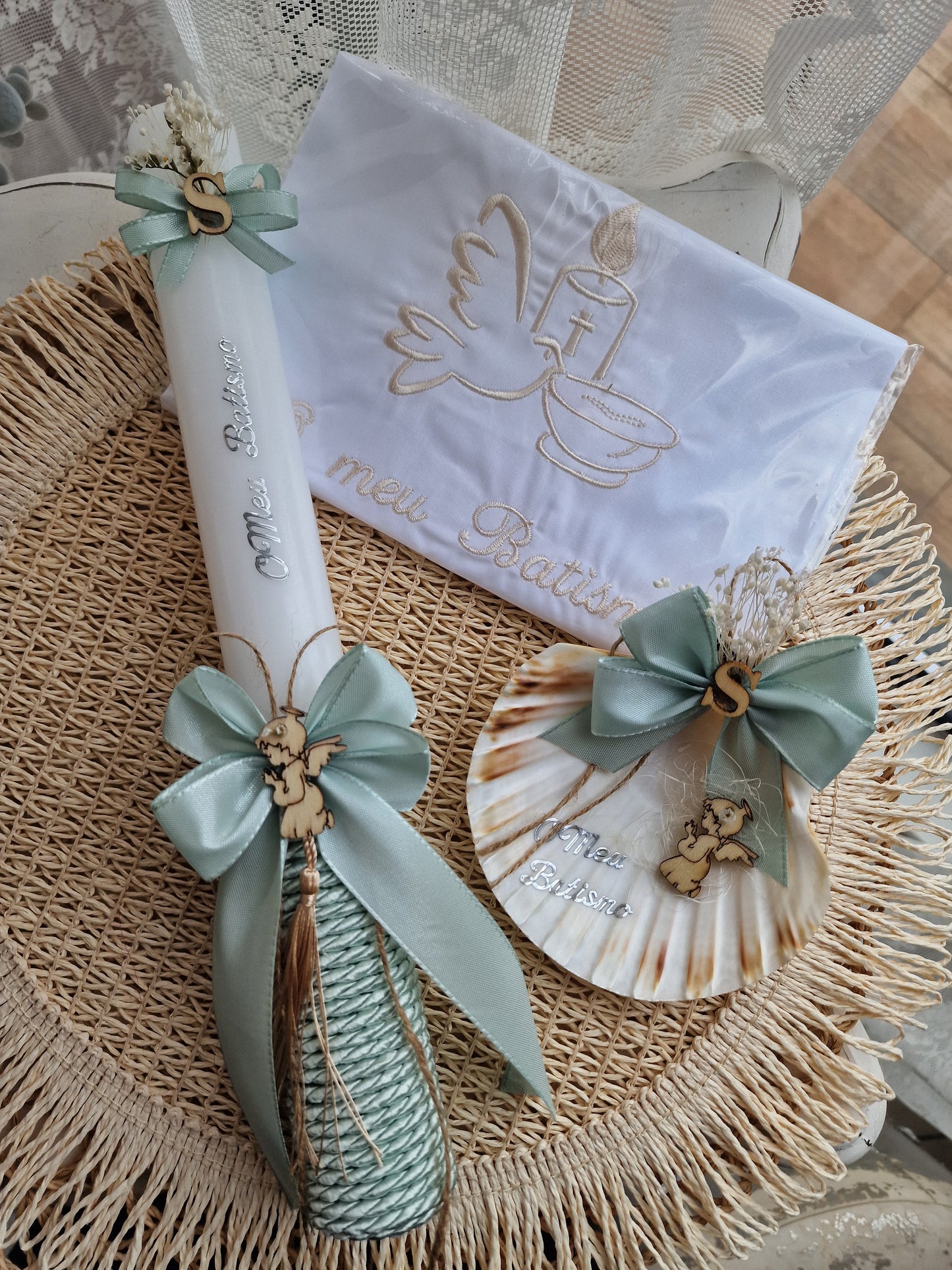 Pink nature christening set