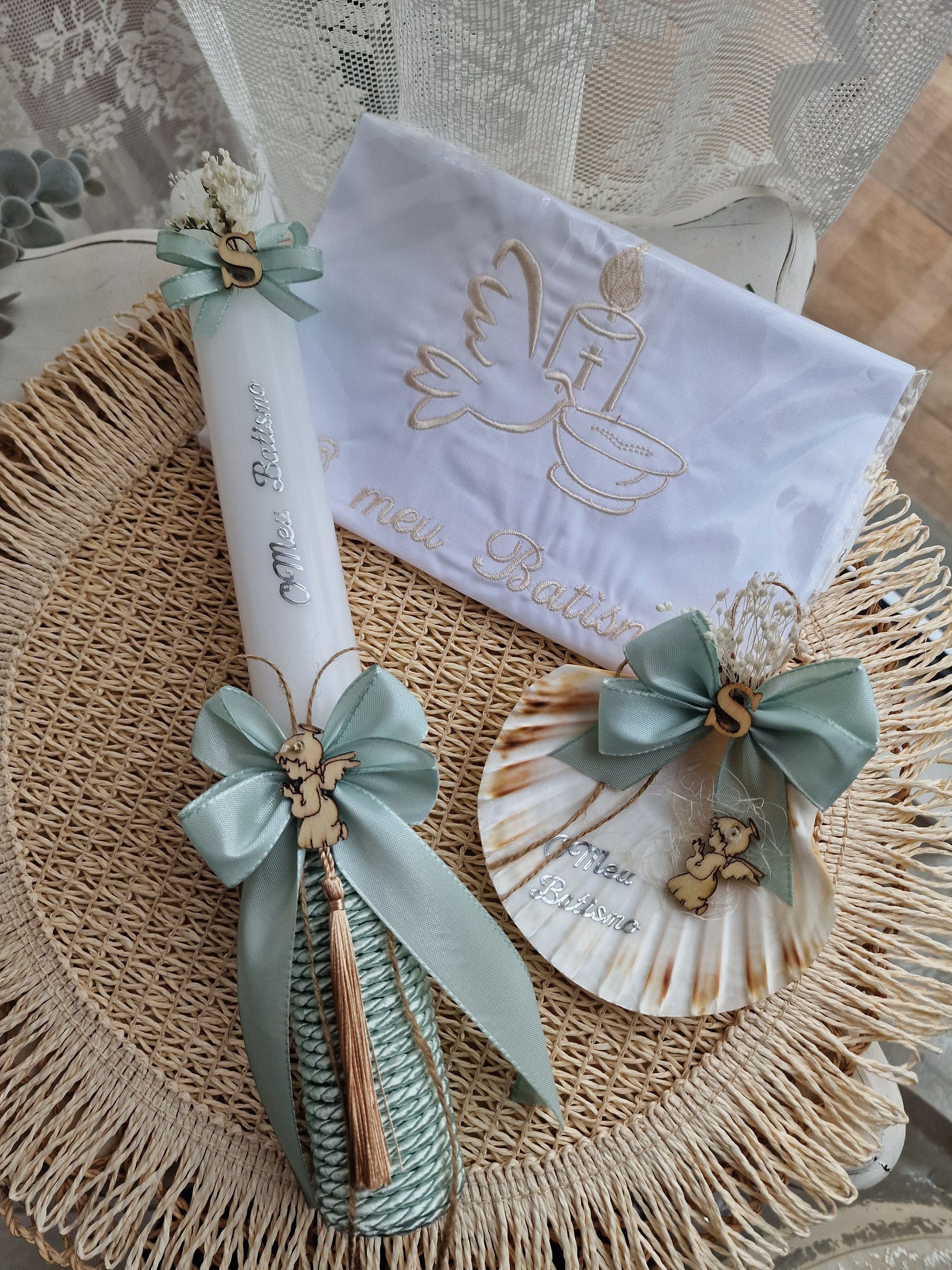 Pink nature christening set