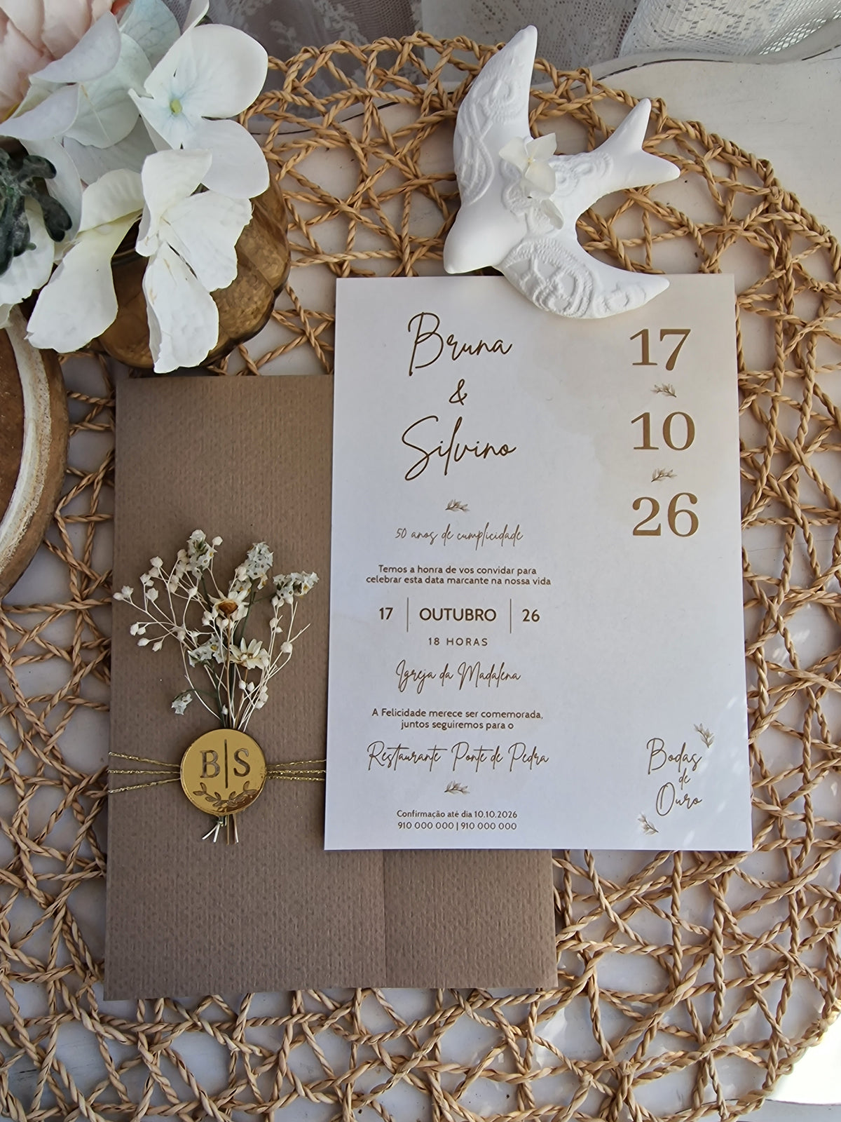 Convite tom Bege "Bodas de Ouro"