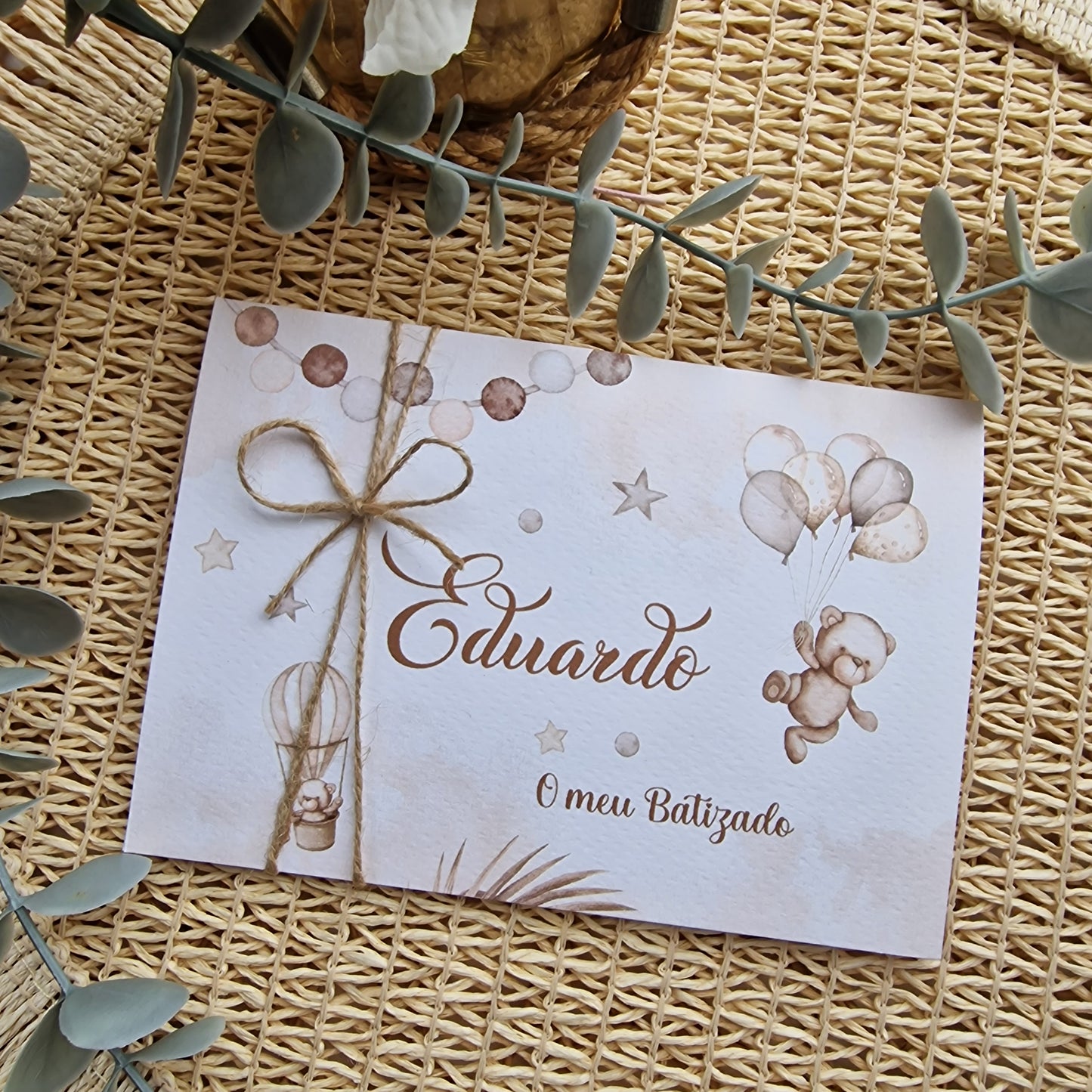 Convite low cost ursinho beje