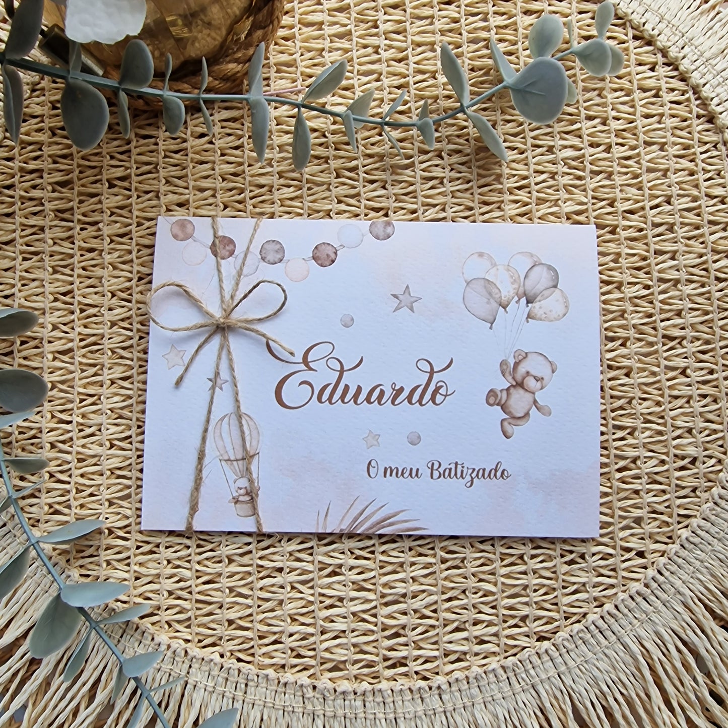 Convite low cost ursinho beje