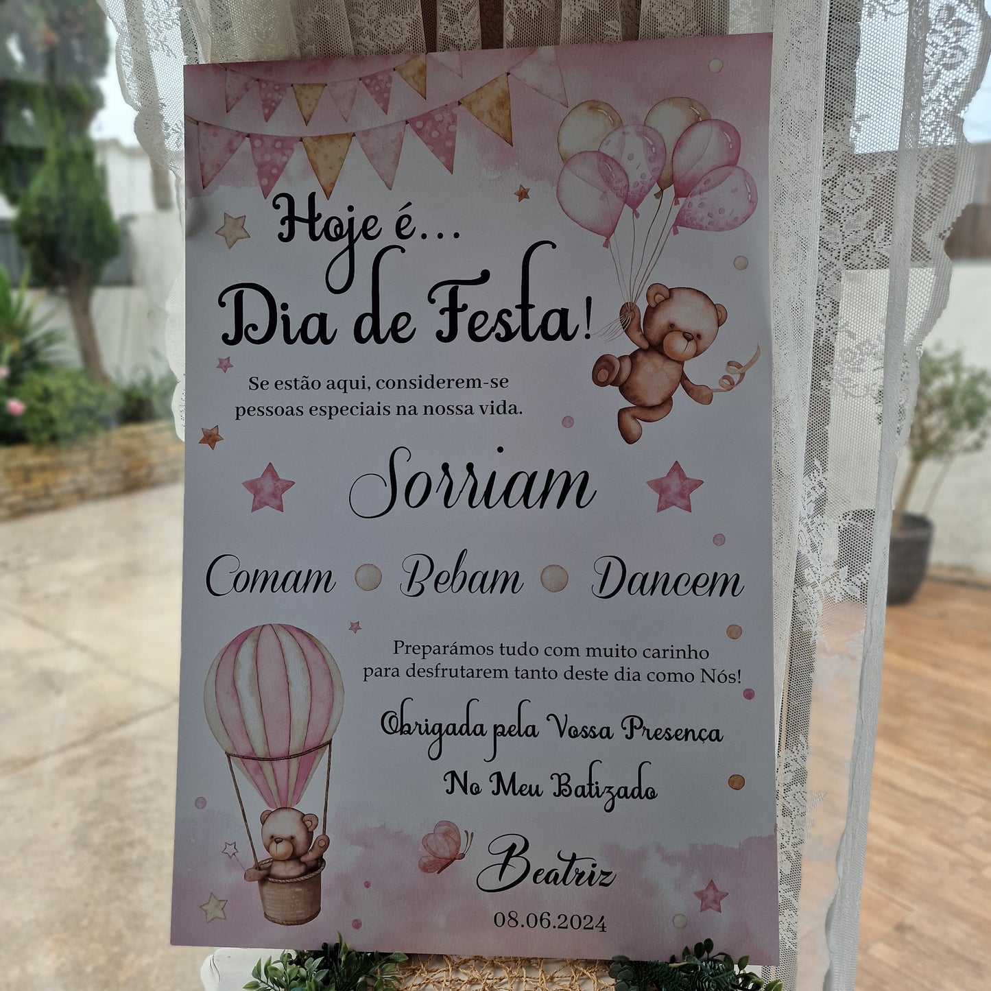 Placar Hoje é dia de festa ursinha rosa