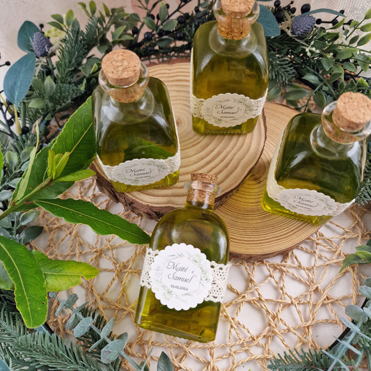 Square bottle with olive oil