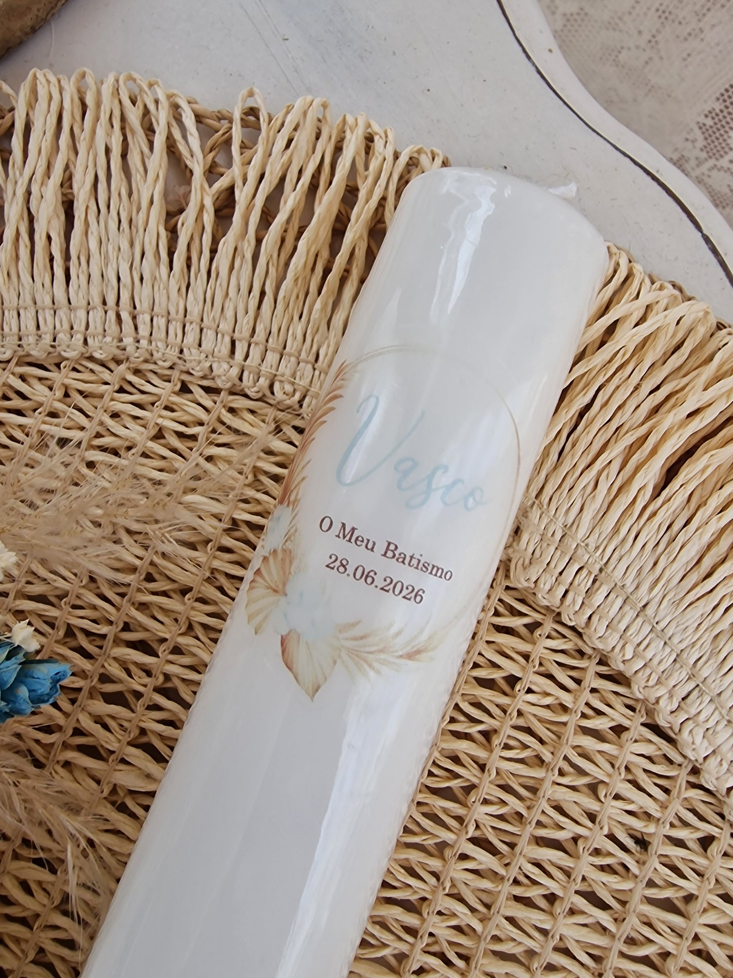 Conjunto vela e concha premium artesanal de menino