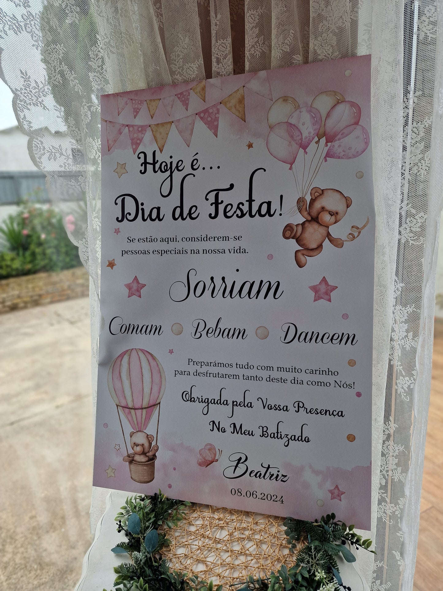 Placar Hoje é dia de festa ursinha rosa