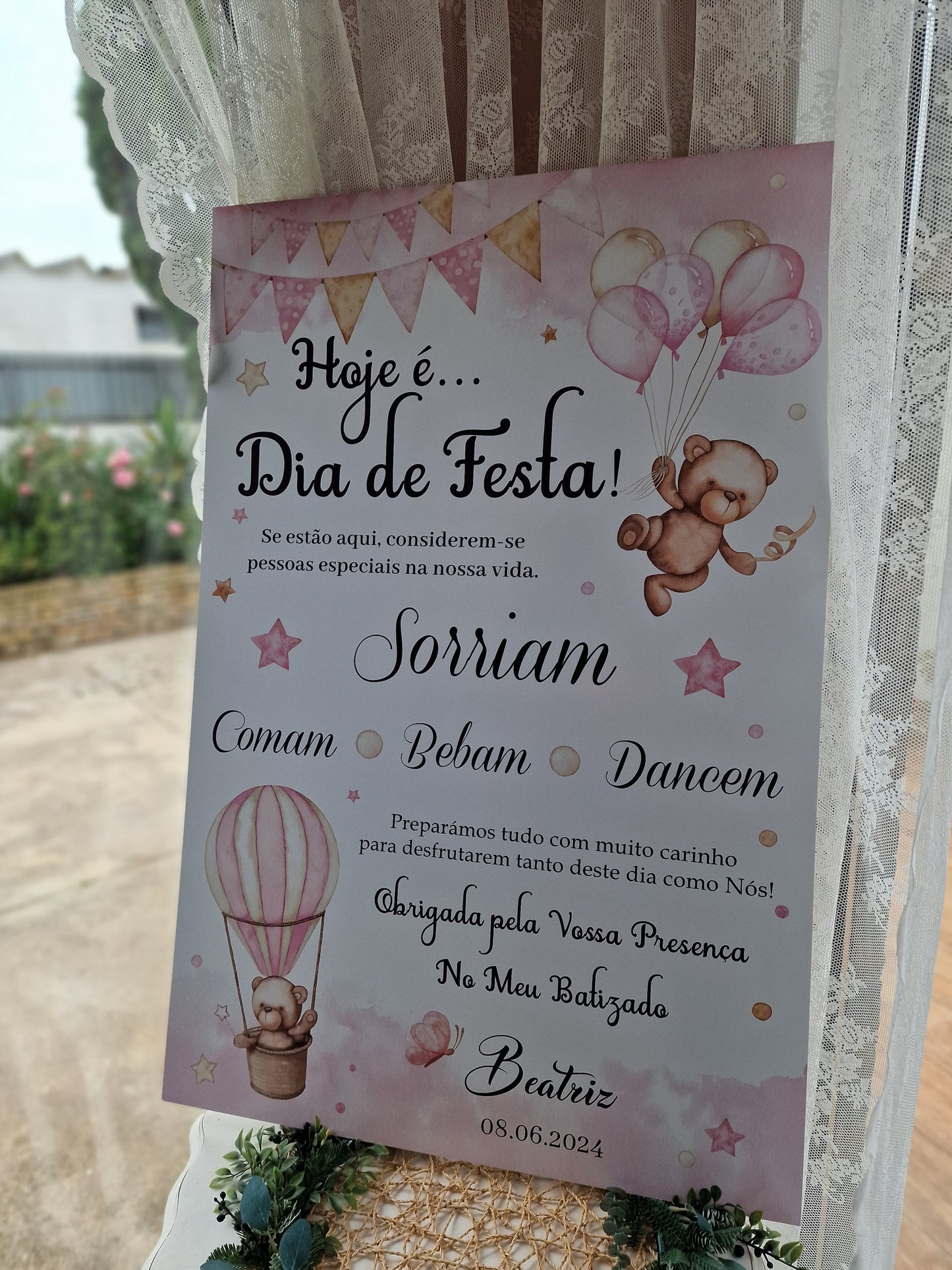 Placar Hoje é dia de festa ursinha rosa