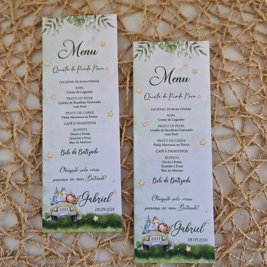 Green Safari Baptism Menu