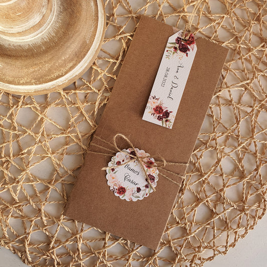 Marsala floral polaroid invitation