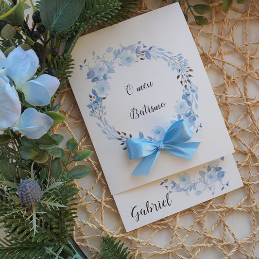 Convite blue flower do Gabriel