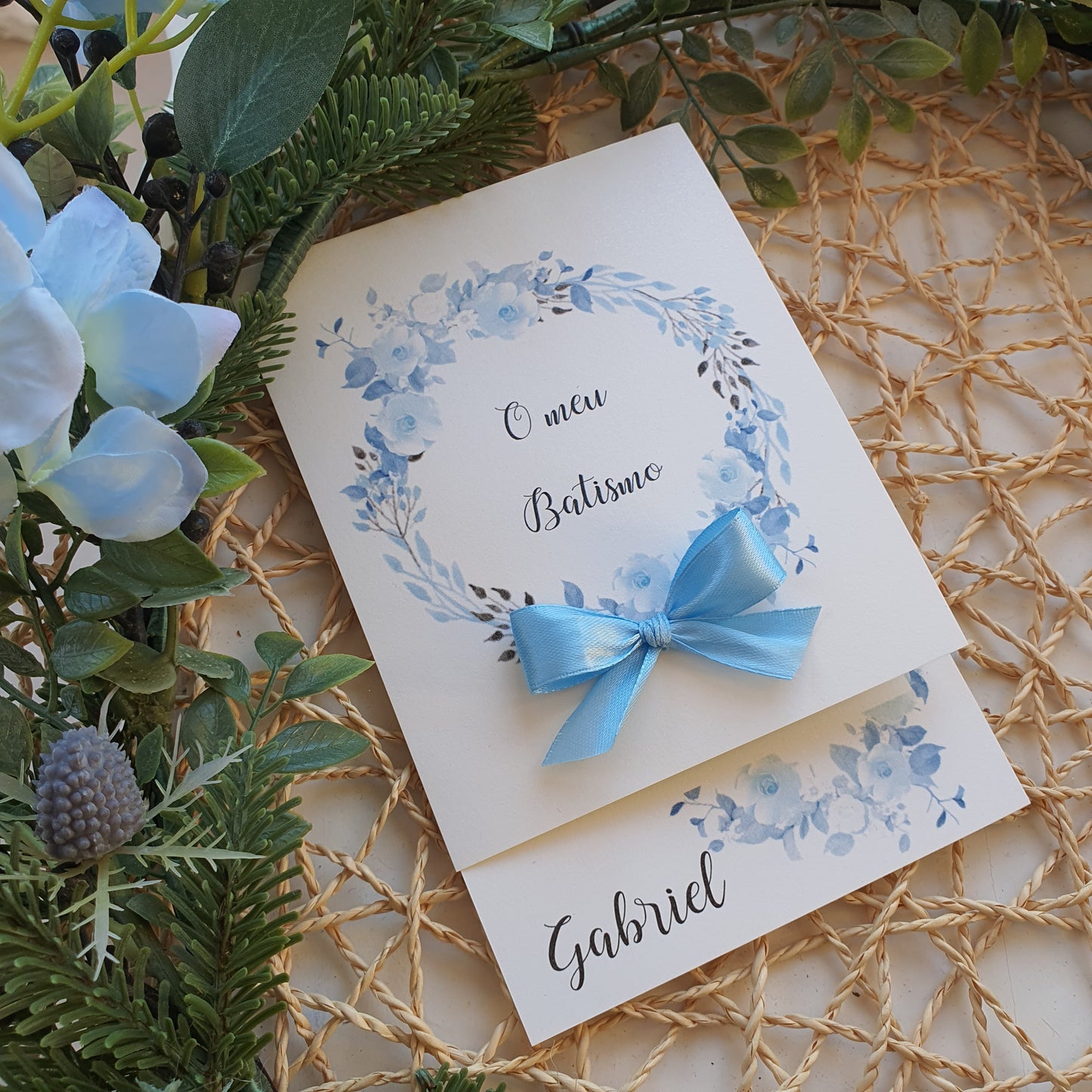 Convite blue flower do Gabriel