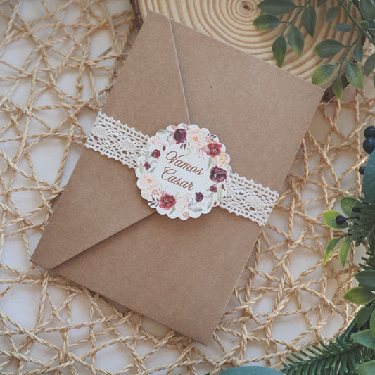 Pocket LOVE marsala and blush invitation ♡